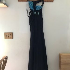 Mac Duggal Size 4 Black & Turquoise Prom Dress